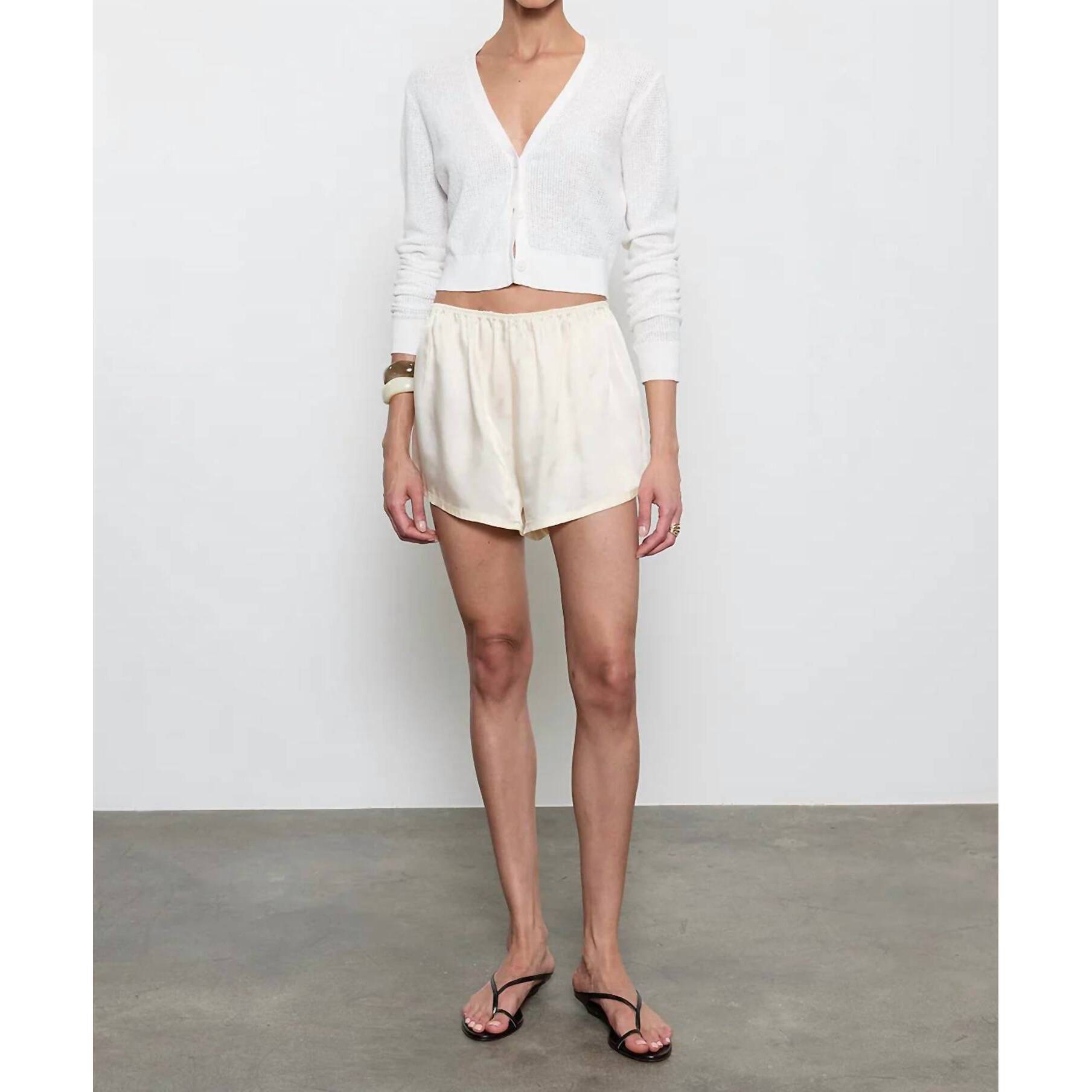 New Enza Costa Linen Open Knit Cardigan In Off White
